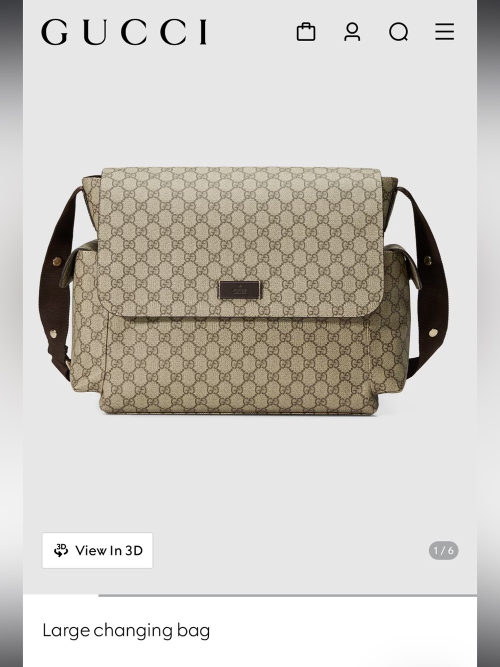 Gucci Beige GG Canvas Large diaper  Bag